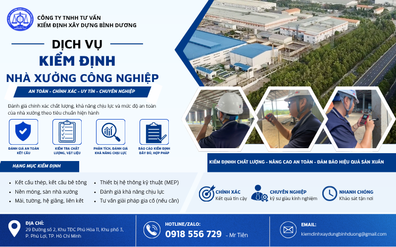 Dịch vụ kiểm định nhà xưởng công nghiệp chuyên nghiệp tại Bình Dương
