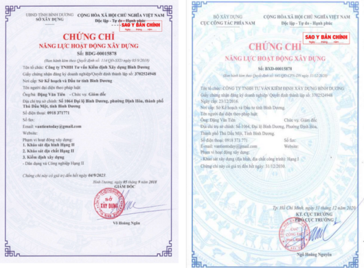Chứng chỉ hoạt động khảo sát địa hình 