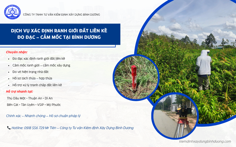 Đo đạc cắm mốc ranh giới đất liền kề Bình Dương